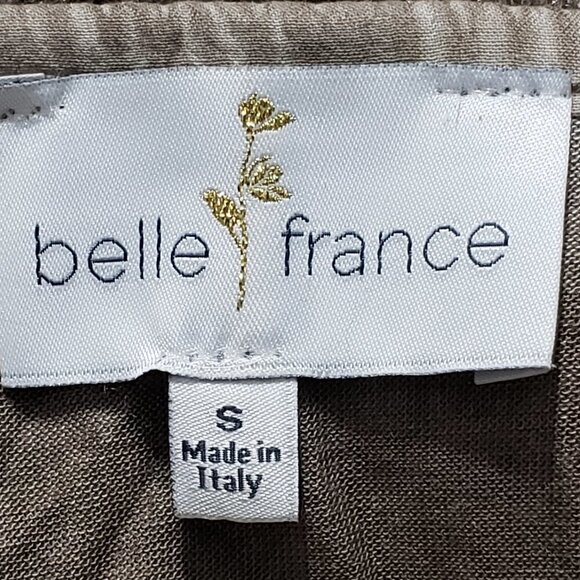 Belle France Brown Tunic Top with Roll-up Sleeves Lace Bottom Lagenlook Small - Picture 3 of 3